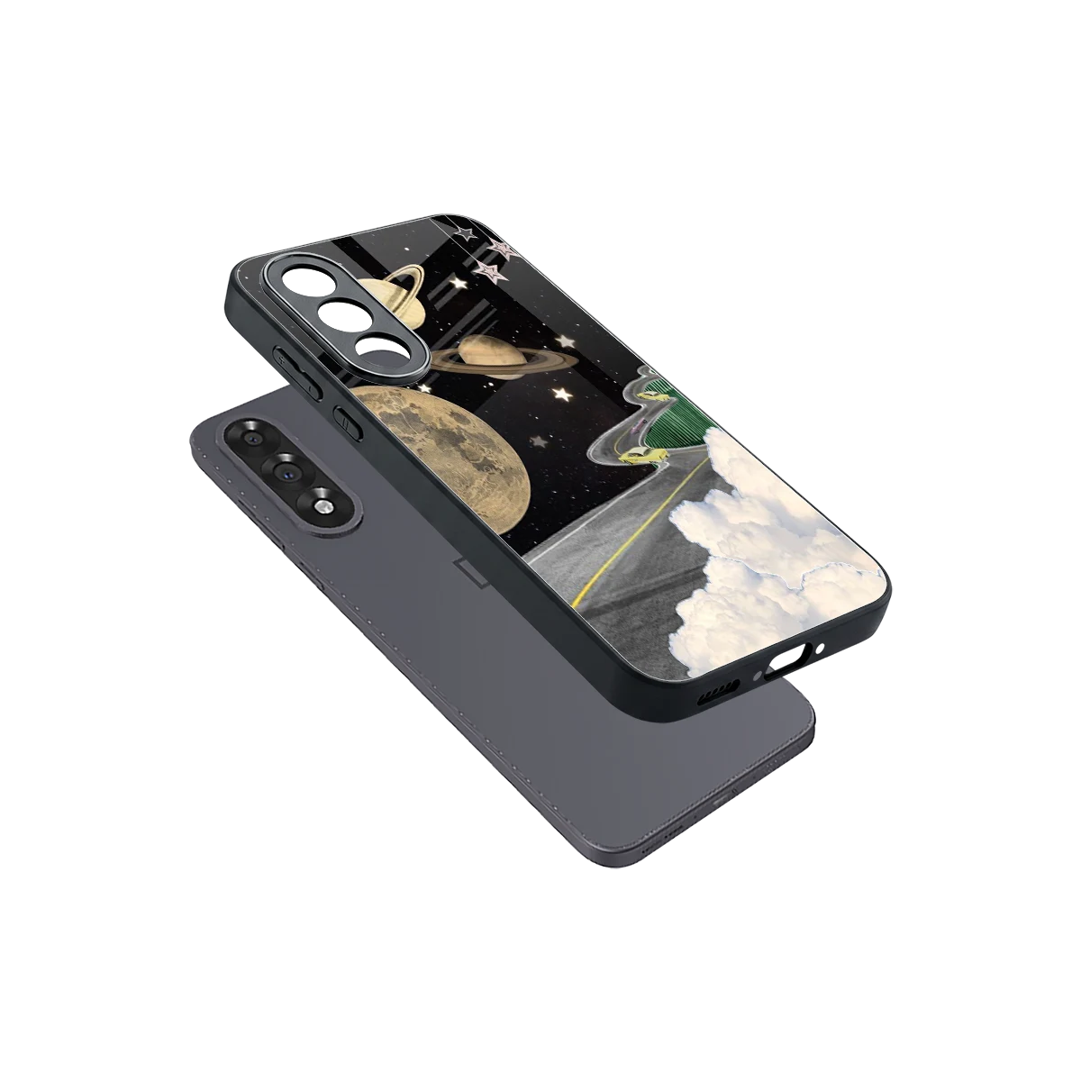 Skyline Galaxy sleek oneplus nord 5 cover with tempered glass back and TPU edges
