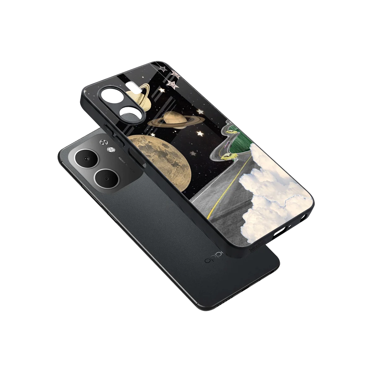 Skyline Galaxy sleek oppo a5x 5g cover with tempered glass back and TPU edges