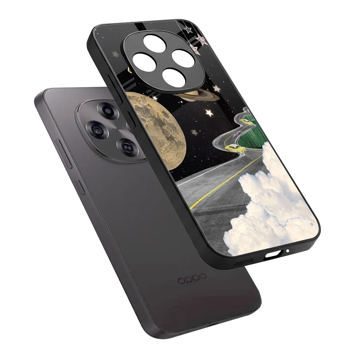Skyline Galaxy sleek oppo f31 pro 5g cover with tempered glass back and TPU edges