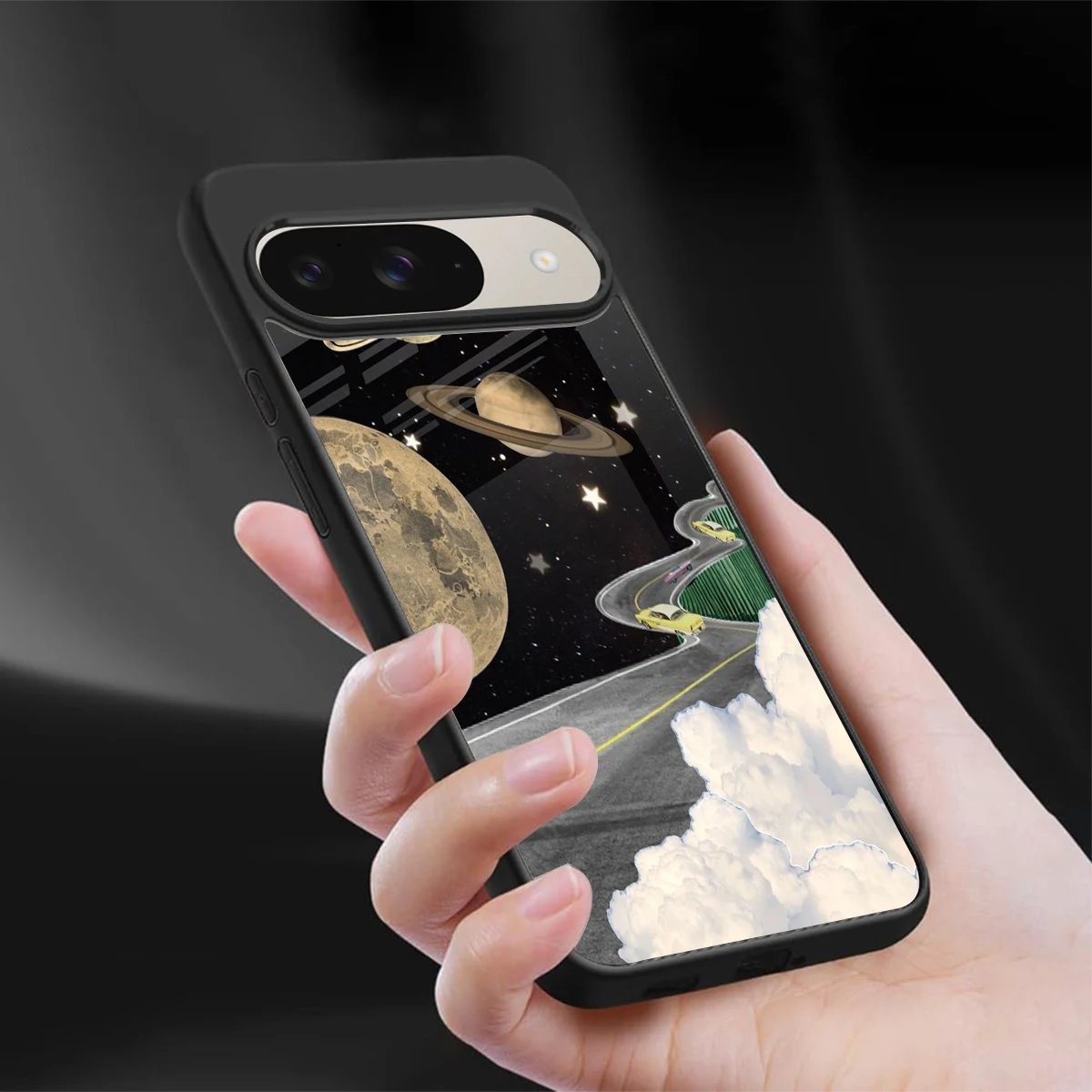 Skyline Galaxy sleek google pixel 9 cover with tempered glass back and TPU edges