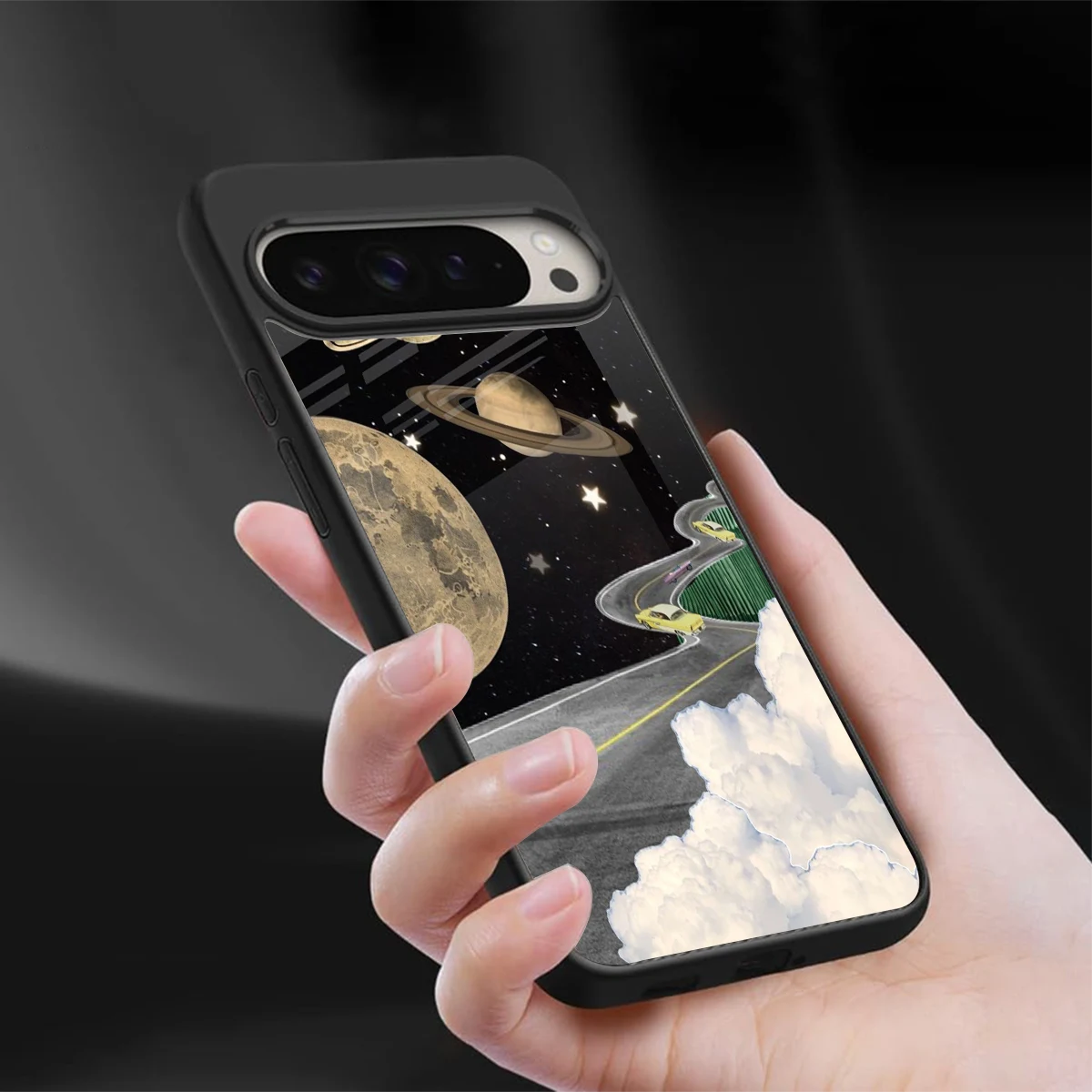 Skyline Galaxy sleek google pixel 9 pro cover with tempered glass back and TPU edges