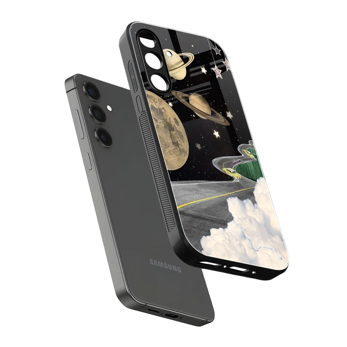 Skyline Galaxy sleek samsung galaxy a55 5g cover with tempered glass back and TPU edges
