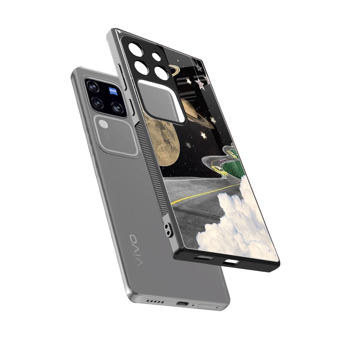 Skyline Galaxy sleekvivo v30 pro cover with tempered glass back and TPU edges
