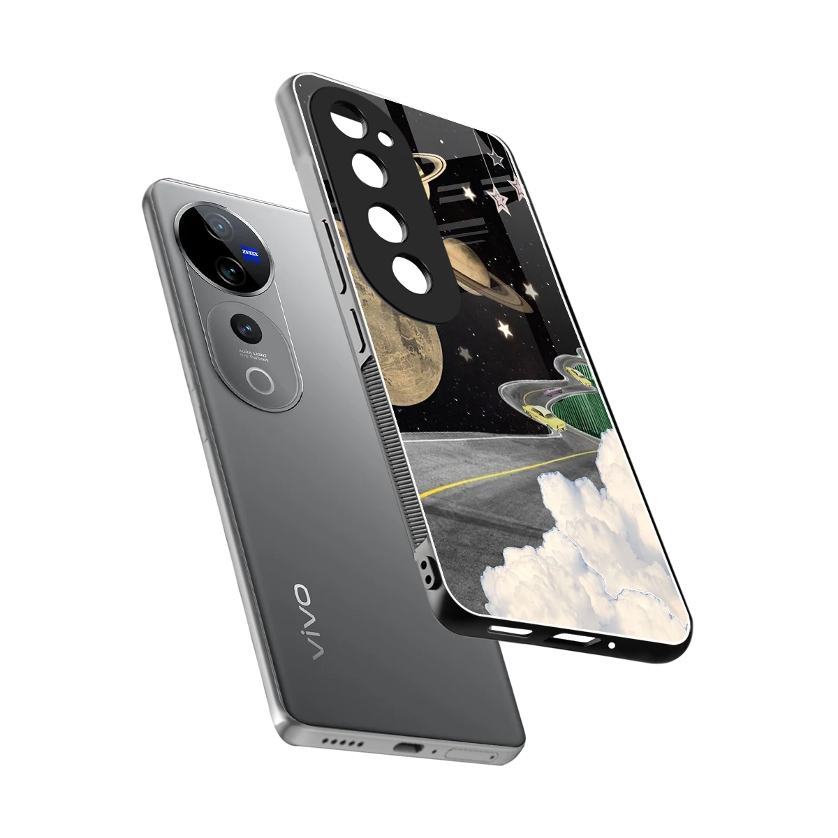 Skyline Galaxy sleek vivo v40 pro cover with tempered glass back and TPU edges