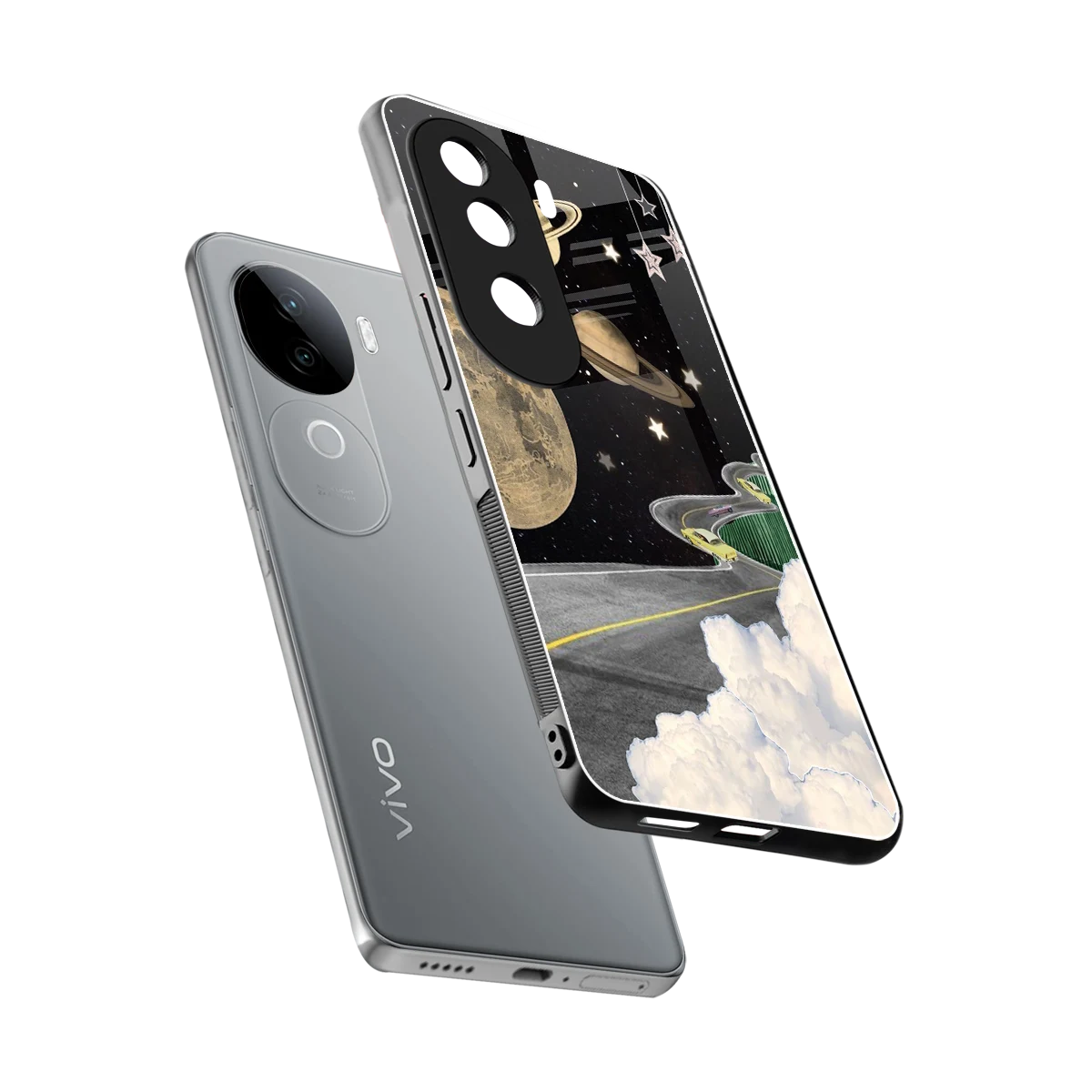 Skyline Galaxy sleek vivo v40e cover with tempered glass back and TPU edges