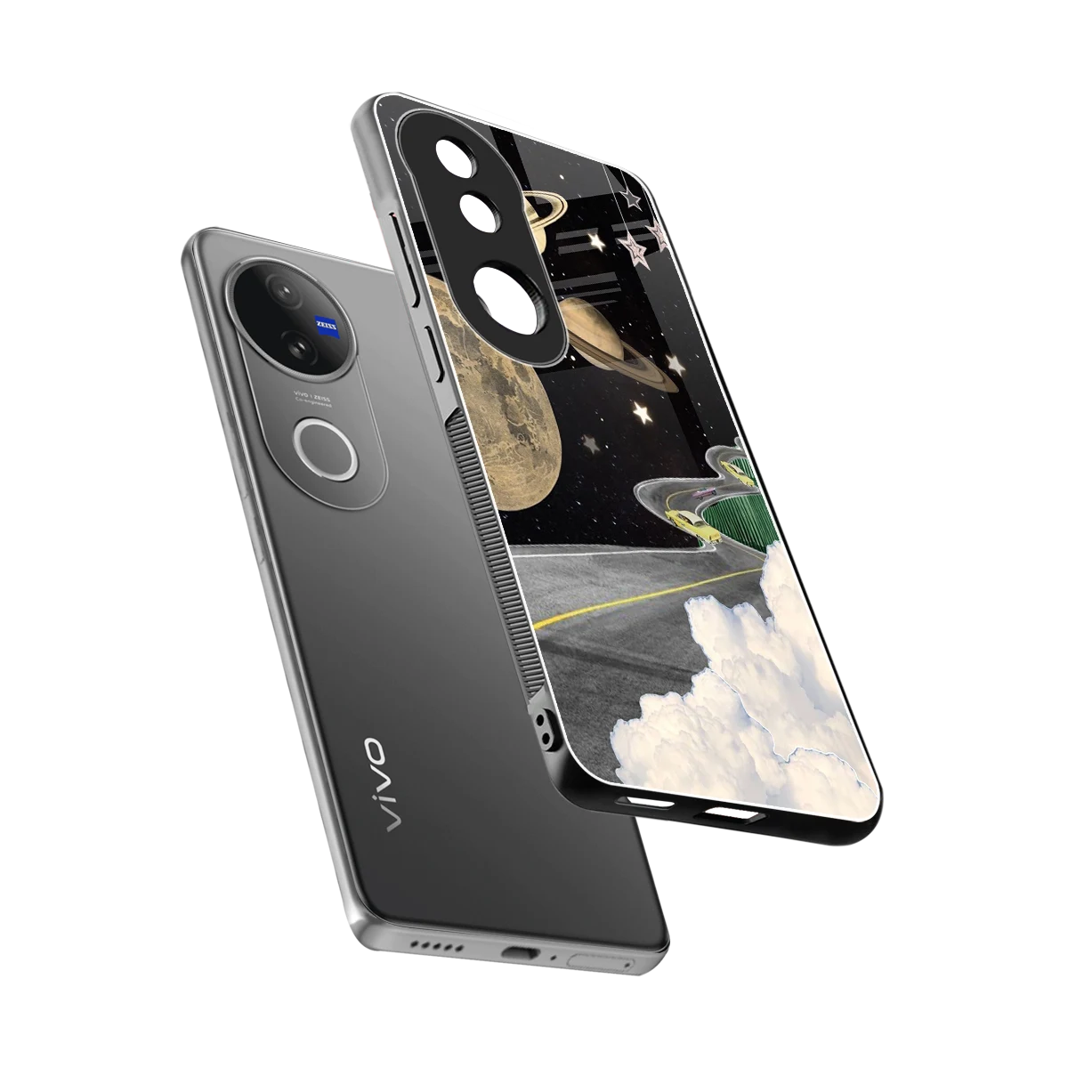 Skyline Galaxy sleek vivo v50 cover with tempered glass back and TPU edges