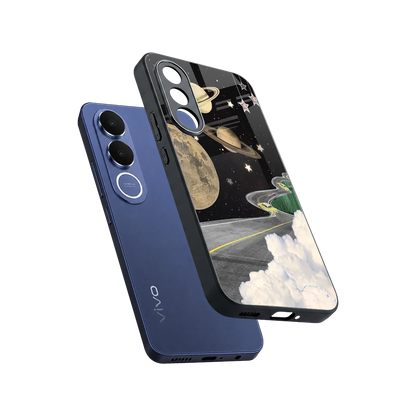Skyline Galaxy sleek vivo v70 fe cover with tempered glass back and TPU edges