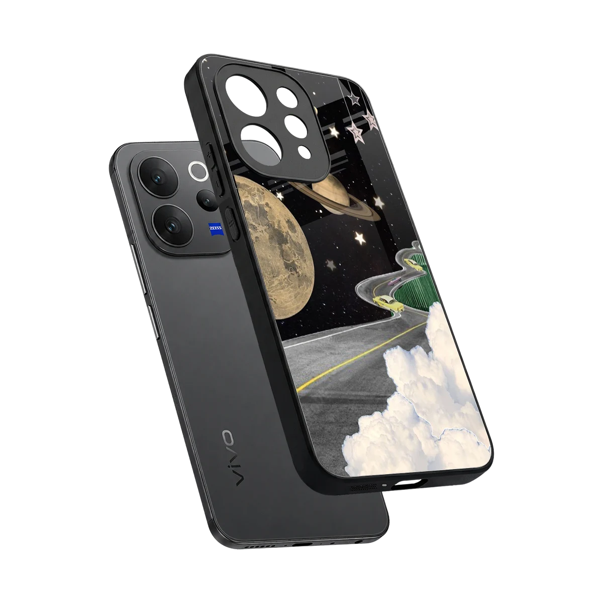 Skyline Galaxy sleek vivo v70 cover with tempered glass back and TPU edges