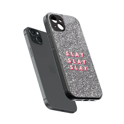 Slay sleek iphone 15 plus cover with tempered glass back and TPU edges