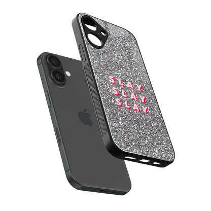 Slay sleek iphone 16 plus cover with tempered glass back and TPU edges