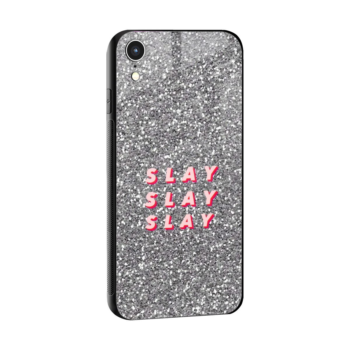 Slay sleek iphone xr cover with tempered glass back and TPU edges