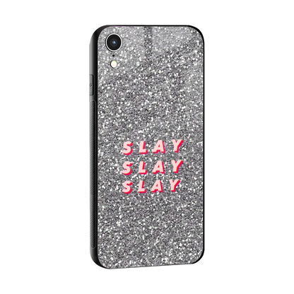Slay sleek iphone xr cover with tempered glass back and TPU edges