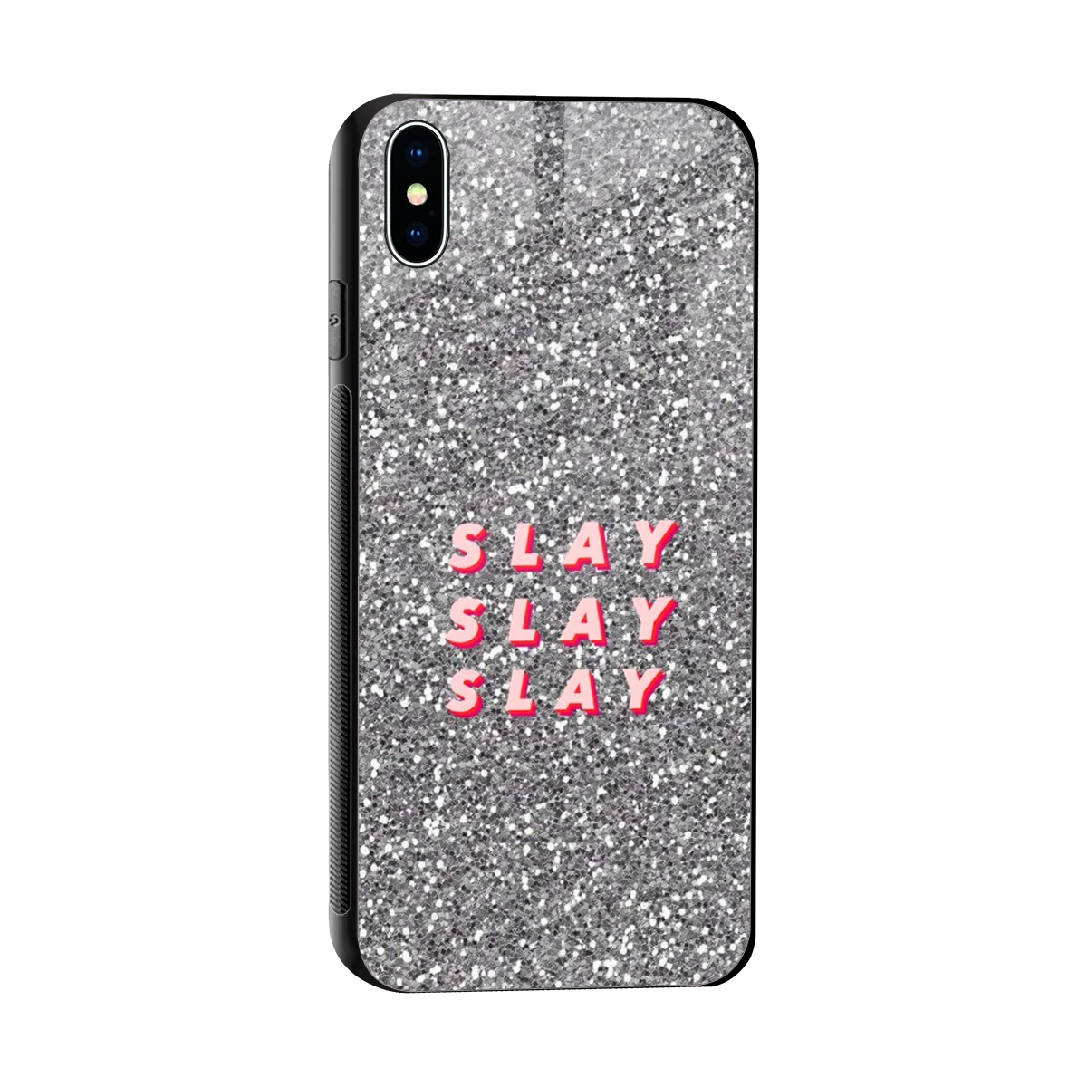 Slay sleek iphone xs max cover with tempered glass back and TPU edges