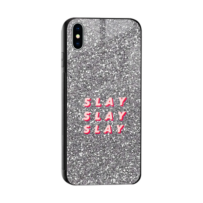 Slay sleek iphone xs max cover with tempered glass back and TPU edges