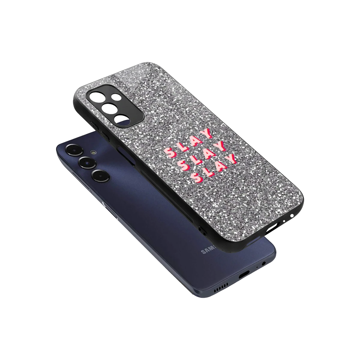 Slay sleek samsung galaxy m14 5g cover with tempered glass back and TPU edges