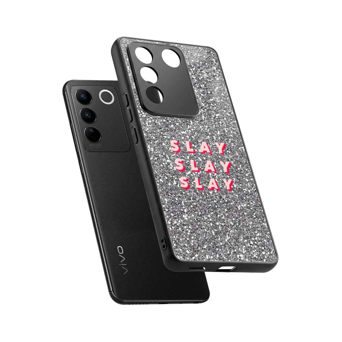Slay sleek vivo v27 5g cover with tempered glass back and TPU edges