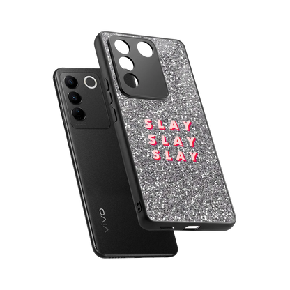 Slay sleek vivo v27 5g cover with tempered glass back and TPU edges