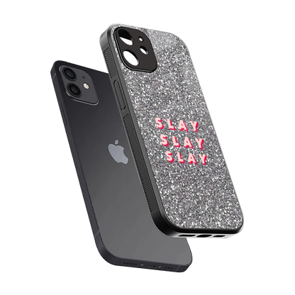 Slay sleek iphone 12 cover with tempered glass back and TPU edges