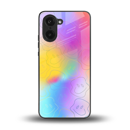 Smiley Colorburst back phone cover | glass case for oneplus nord ce5 5g