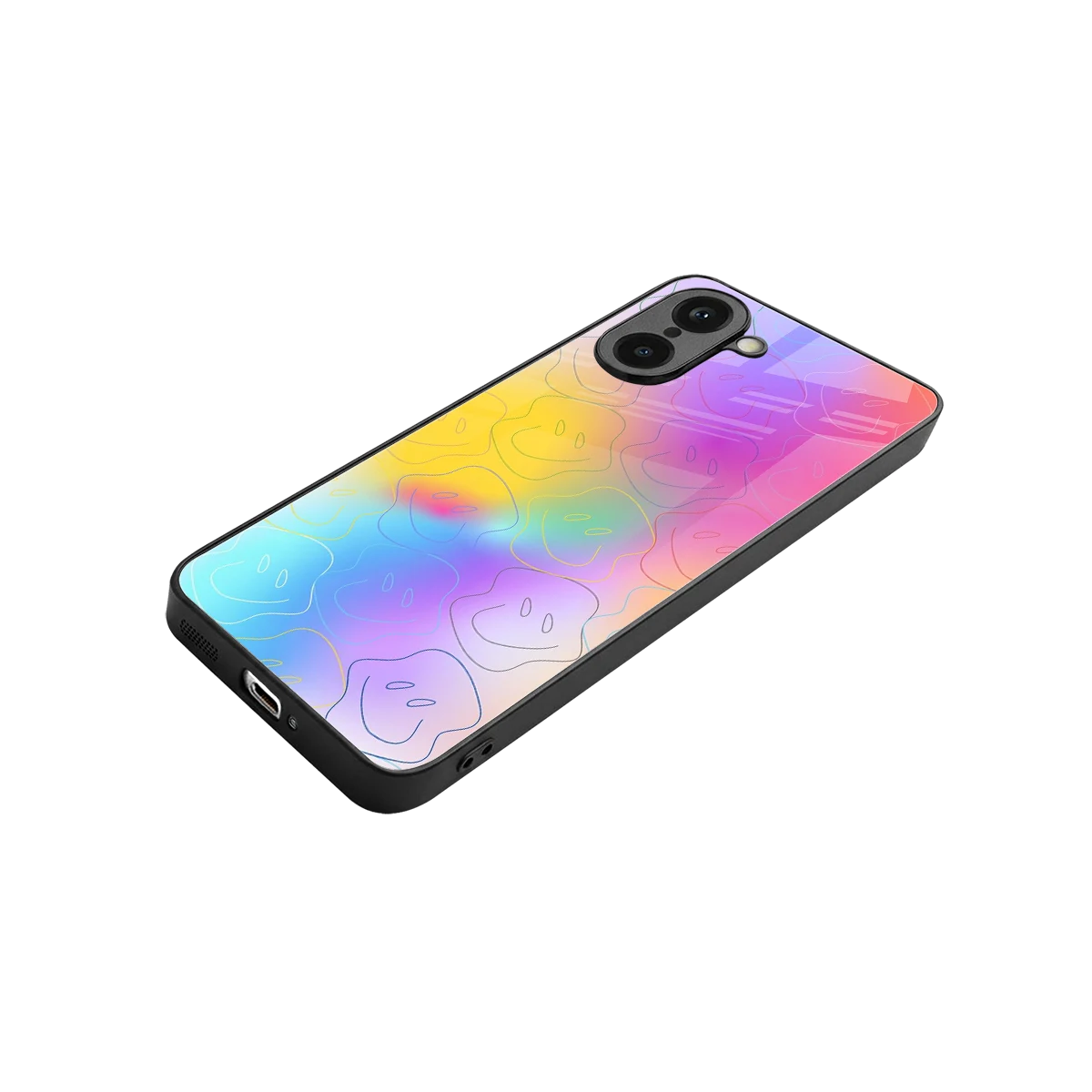 Smiley Colorburst stylish phone case for oneplus nord ce5 5g | glossy glass and slim fit