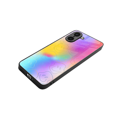 Smiley Colorburst stylish phone case for oneplus nord ce5 5g | glossy glass and slim fit