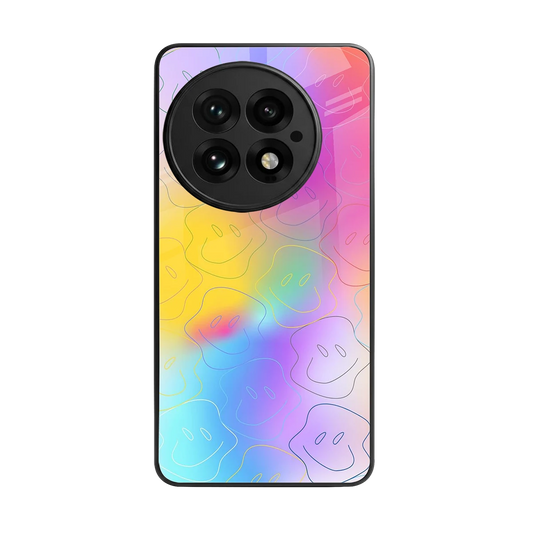 Smiley Colorburst back phone cover | glass case for oneplus 13