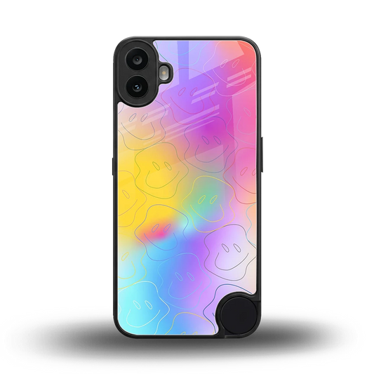 Smiley Colorburst back phone cover | glass case for cmf nothing phone 1