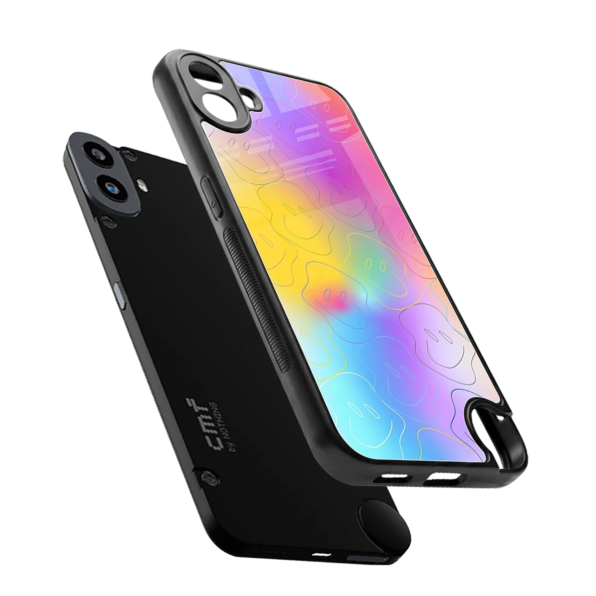 Smiley Colorburst sleek cmf nothing phone 1 cover with tempered glass back and TPU edges