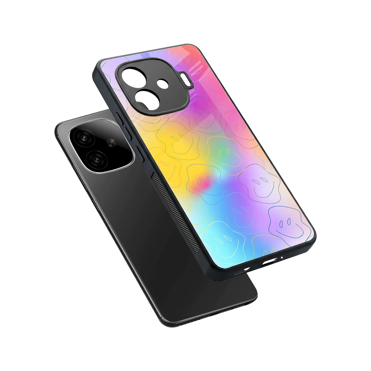 Smiley Colorburst sleek iqoo neo 10r 5g cover with tempered glass back and TPU edges