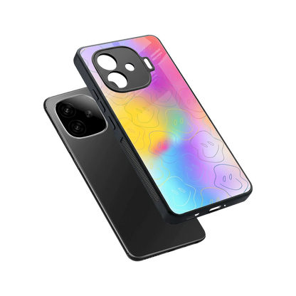 Smiley Colorburst sleek iqoo neo 10r 5g cover with tempered glass back and TPU edges