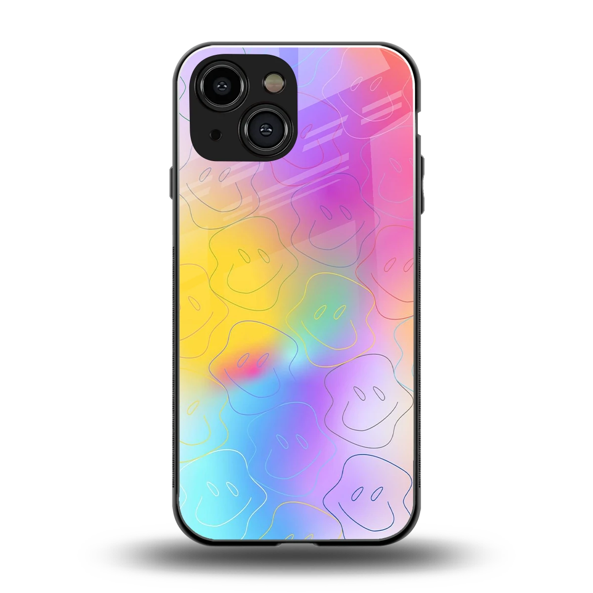 Smiley Colorburst back phone cover | glass case for iphone 13 mini