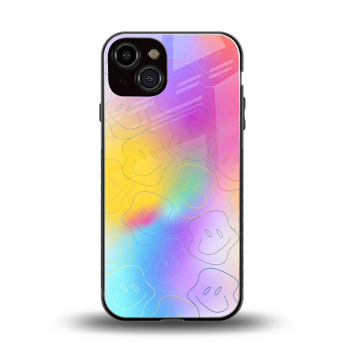 Smiley Colorburst back phone cover | glass case for iphone 14