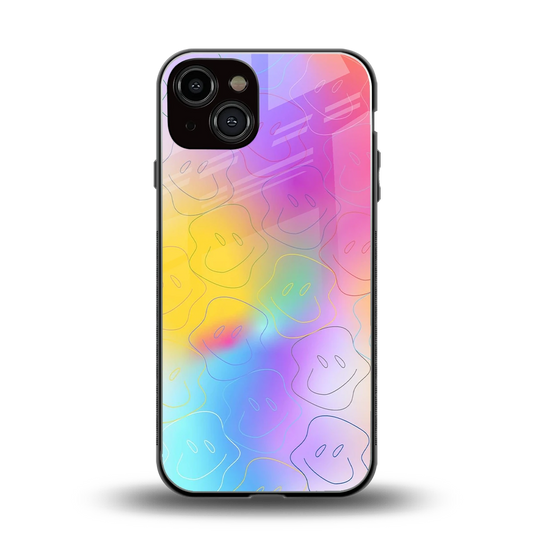 Smiley Colorburst back phone cover | glass case for iphone 14