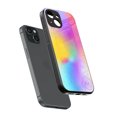 Smiley Colorburst sleek iphone 14 cover with tempered glass back and TPU edges