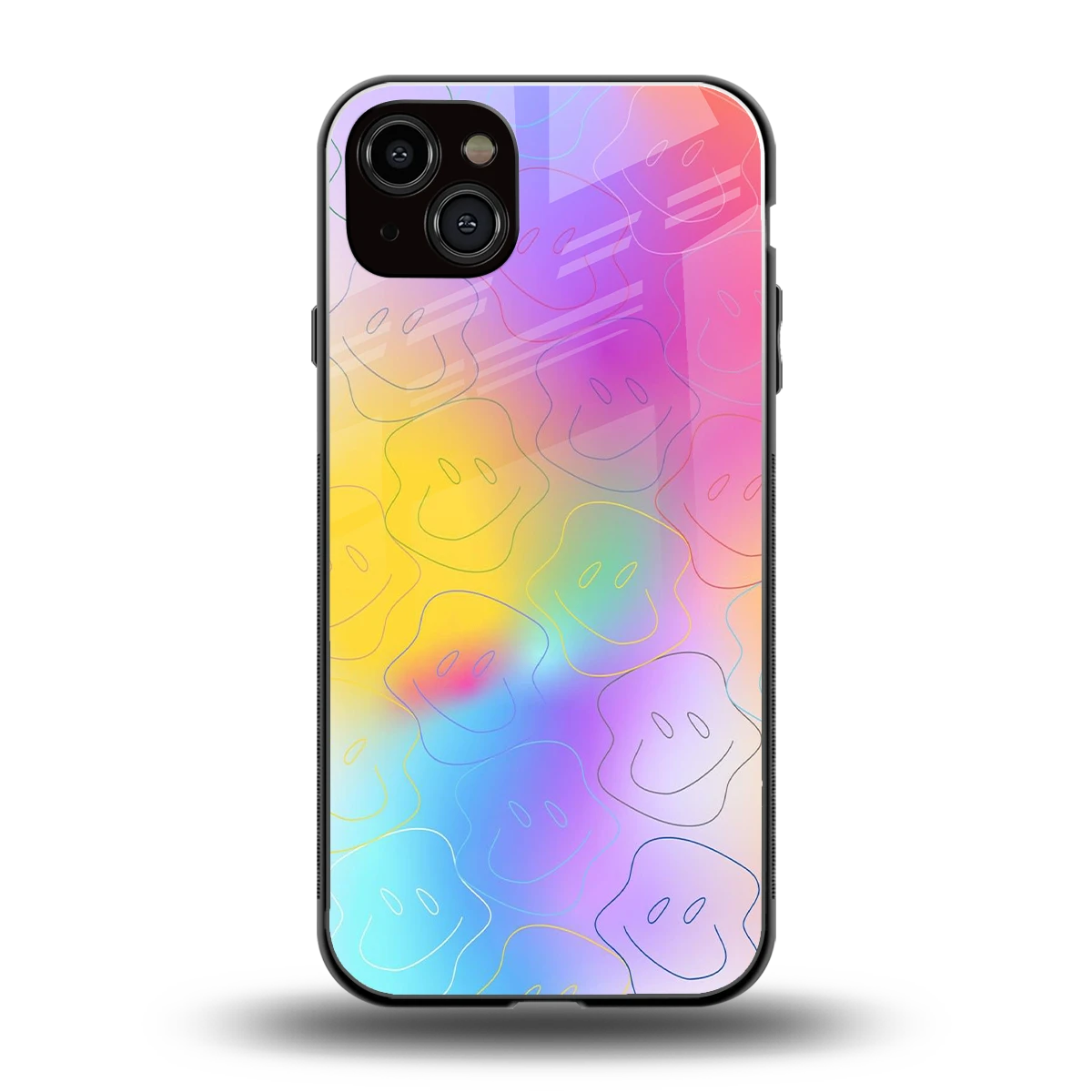 Smiley Colorburst back phone cover | glass case for iphone 14 plus
