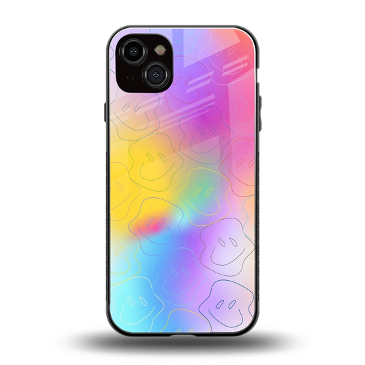 Smiley Colorburst back phone cover | glass case for iphone 14 plus