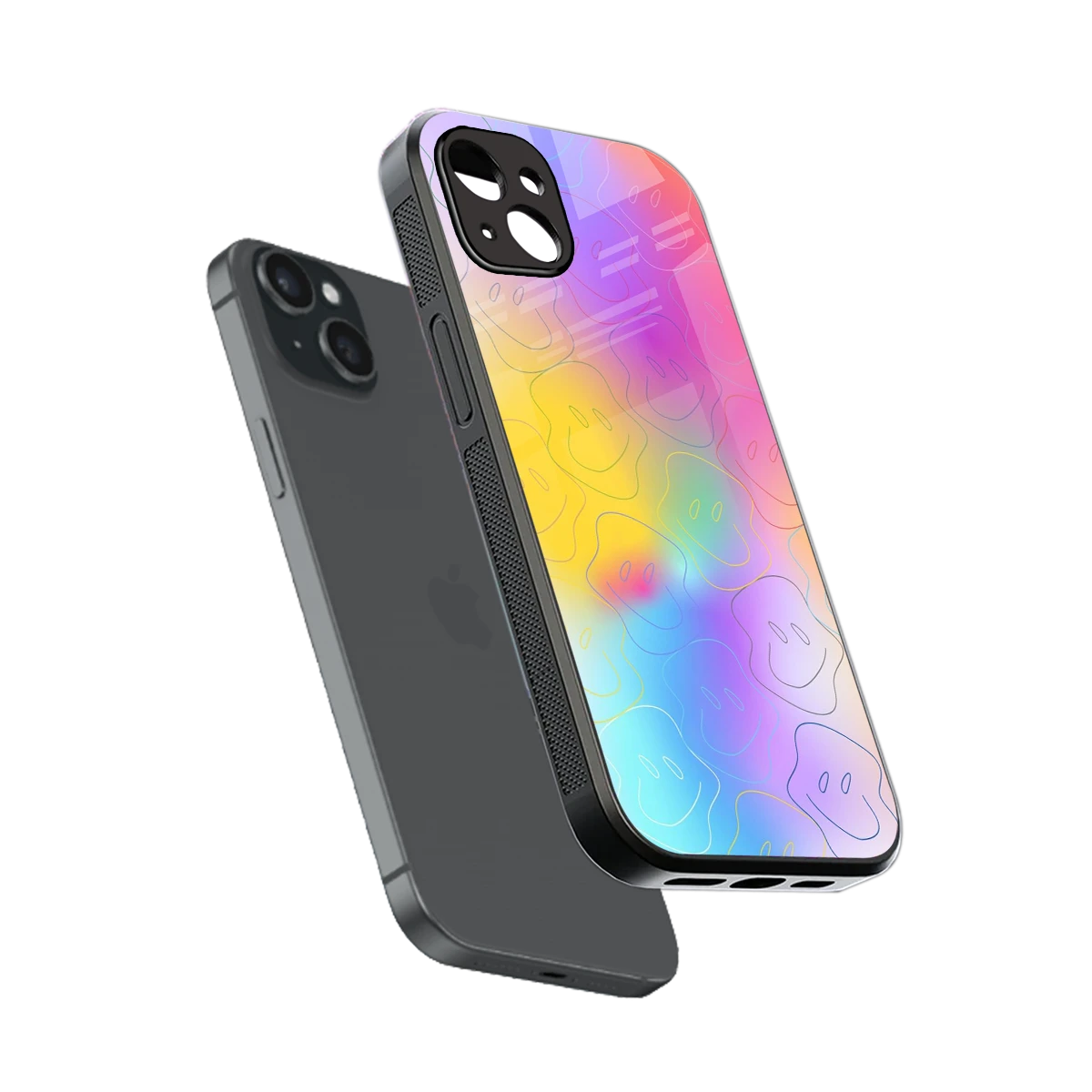 Smiley Colorburst sleek iphone 14 plus cover with tempered glass back and TPU edges