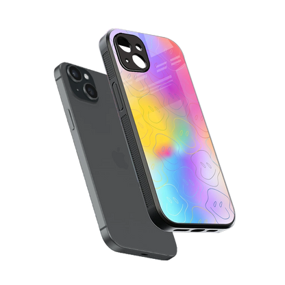 Smiley Colorburst sleek iphone 14 plus cover with tempered glass back and TPU edges
