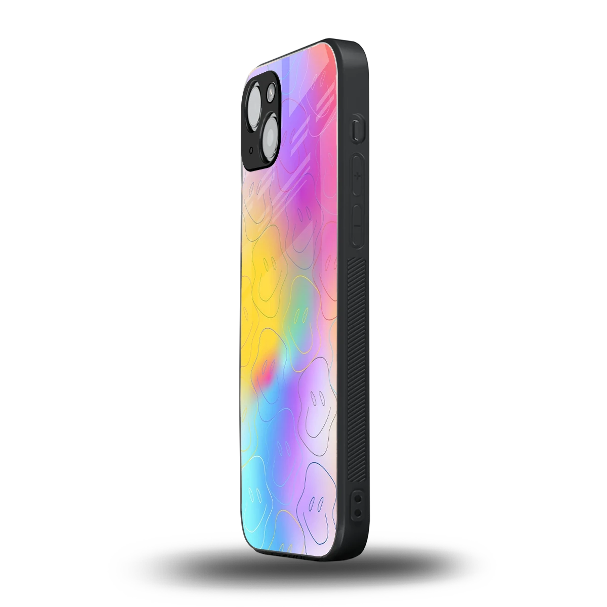 Smiley Colorburst iphone 14 plus mobile cover | shockproof glass phone case