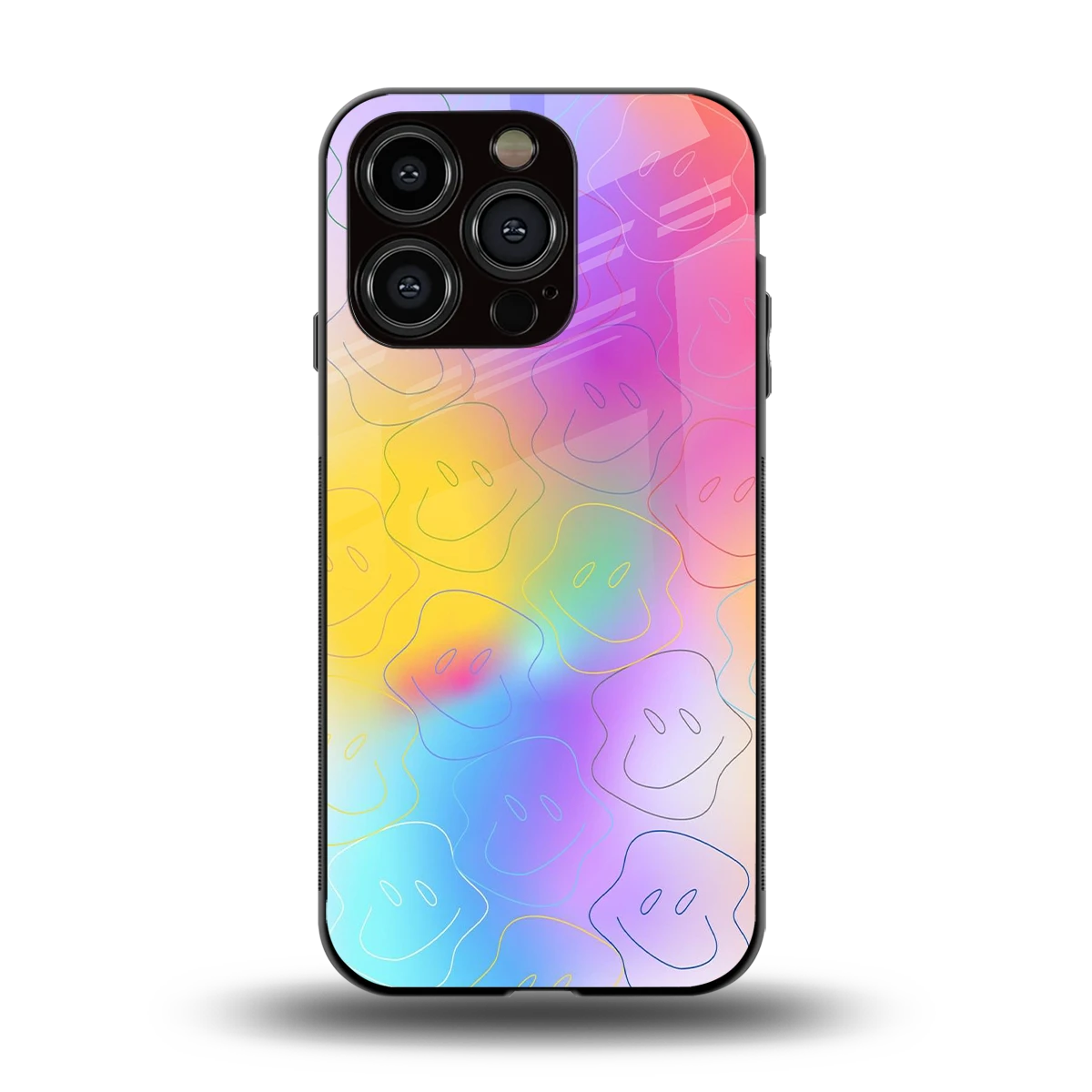 Smiley Colorburst back phone cover | glass case for iphone 15 pro