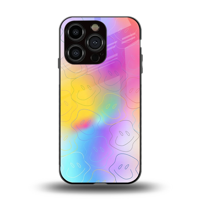 Smiley Colorburst back phone cover | glass case for iphone 15 pro
