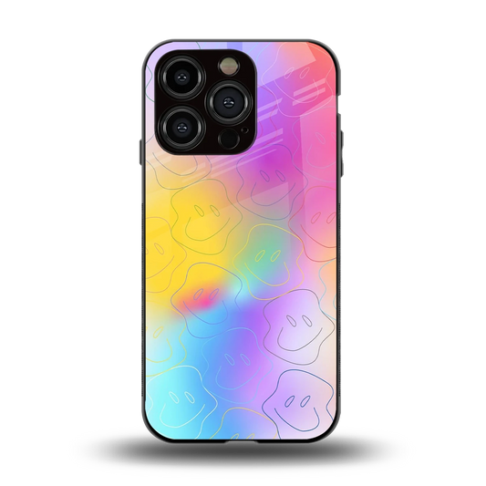 Smiley Colorburst back phone cover | glass case for iphone 15 pro