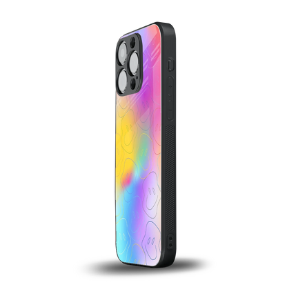 Smiley Colorburst iphone 15 pro mobile cover | shockproof glass phone case