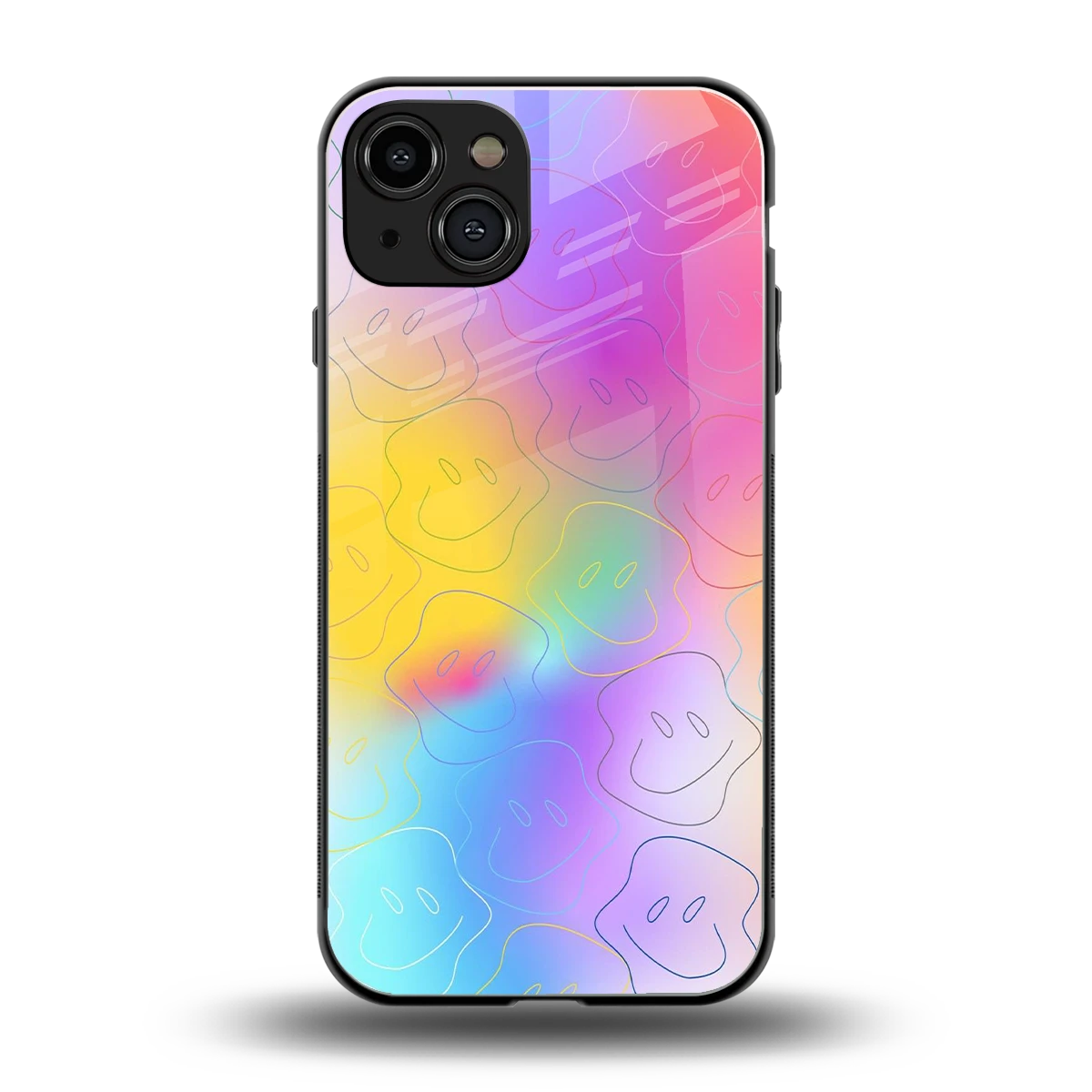 Smiley Colorburst back phone cover | glass case for iphone 15