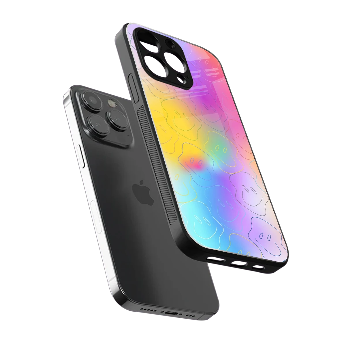 Smiley Colorburst sleek iphone 15 pro cover with tempered glass back and TPU edges