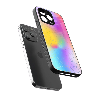 Smiley Colorburst sleek iphone 15 pro cover with tempered glass back and TPU edges