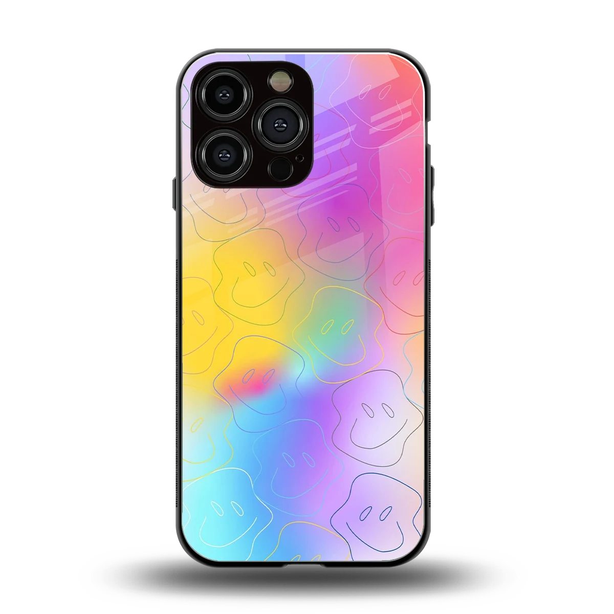 Smiley Colorburst back phone cover | glass case for iphone 16 pro max