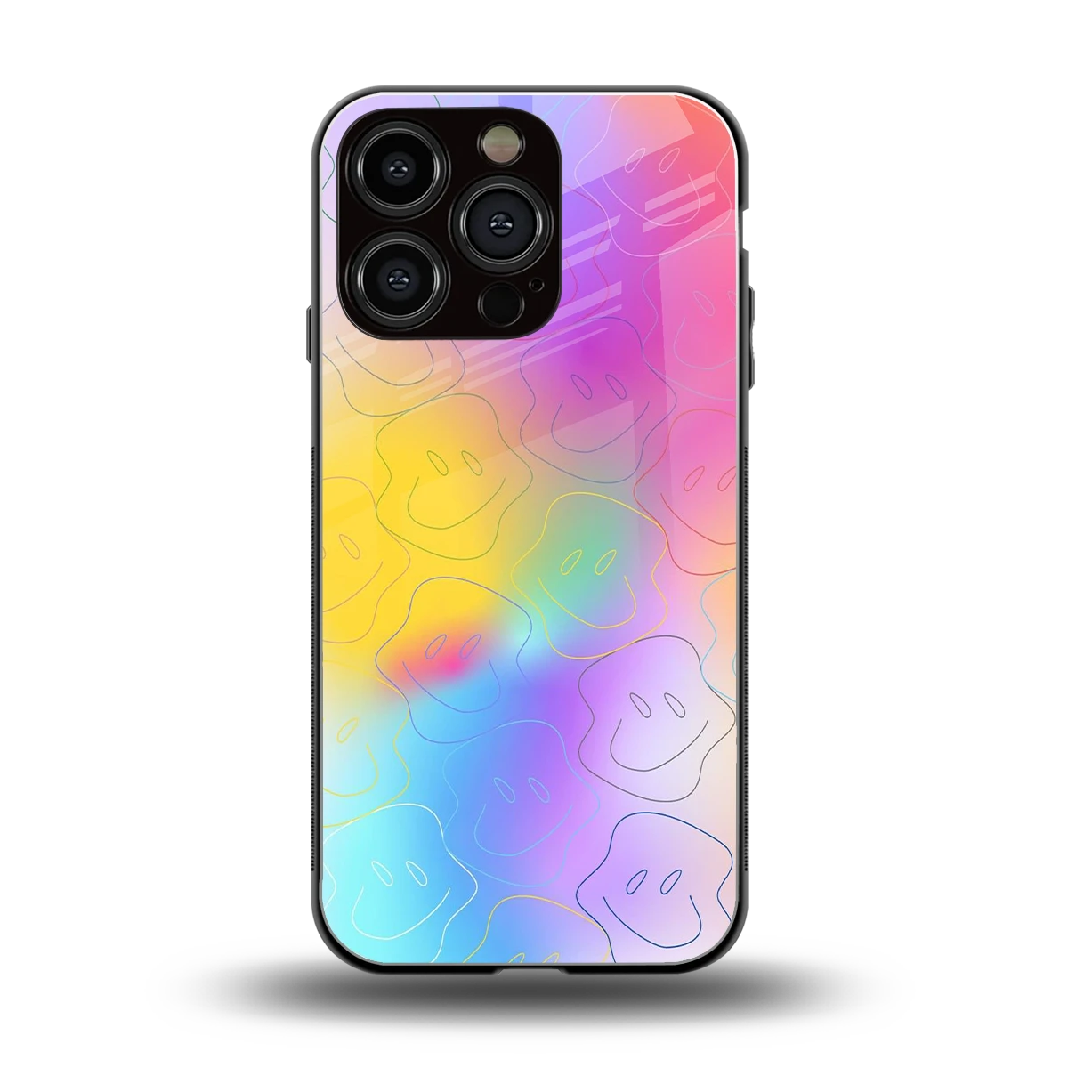 Smiley Colorburst back phone cover | glass case for iphone 16 pro