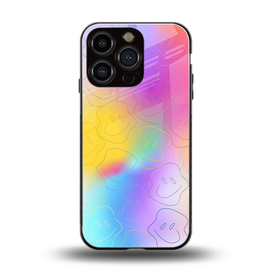 Smiley Colorburst back phone cover | glass case for iphone 16 pro