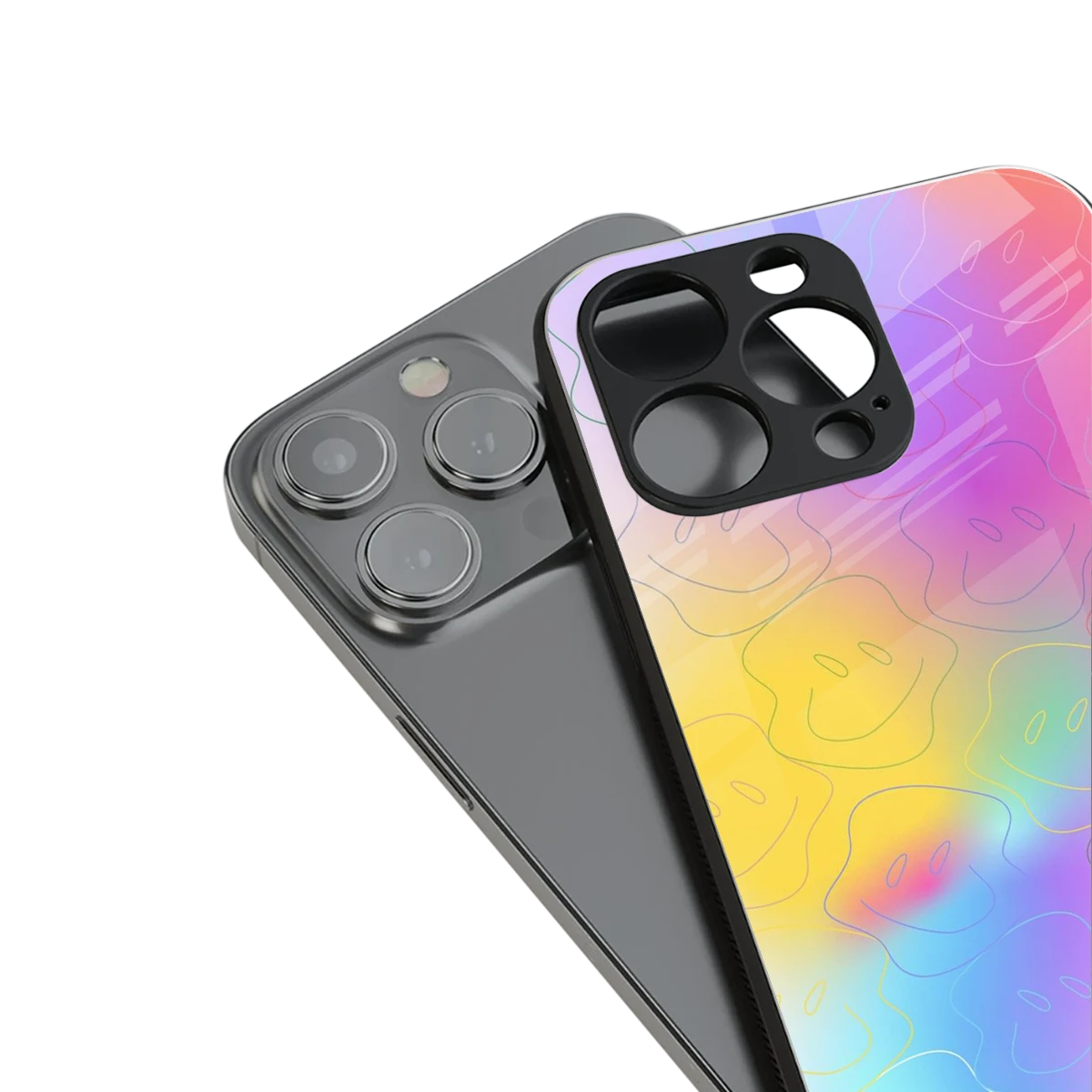 Smiley Colorburst stylish phone case for iphone 15 pro | glossy glass and slim fit